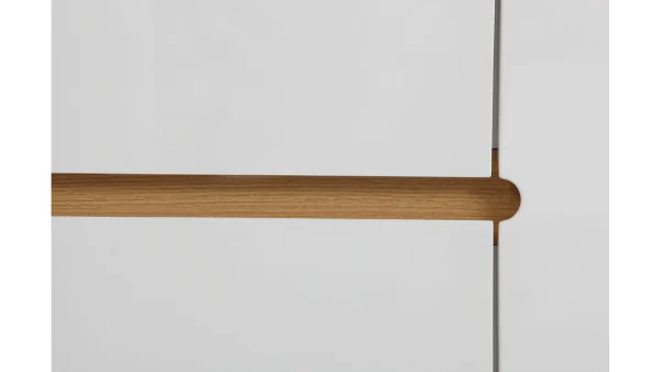 Buffet Scandinave Blanc Brillant Et Bois Clair 2 Portes 2 Tiroirs L160cm MELKA 5