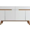 Buffet Scandinave Blanc Brillant Et Finition Bois L180cm MELKA 8