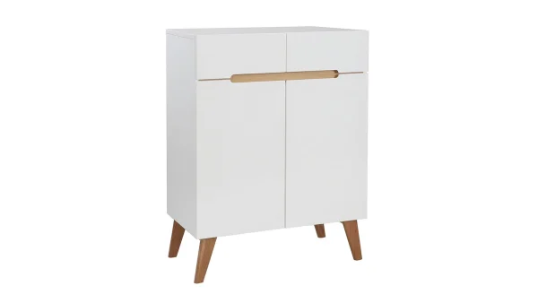 Buffet Scandinave Blanc Et Bois 2 Portes 2 Tiroirs L80cm MELKA 3