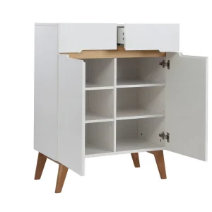 Buffet Scandinave Blanc Et Bois 2 Portes 2 Tiroirs L80cm MELKA 14