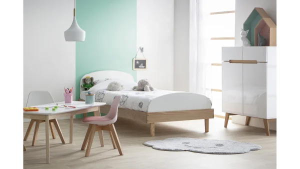 Buffet Scandinave Blanc Et Bois 2 Portes 2 Tiroirs L80cm MELKA 8