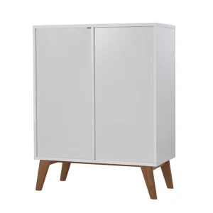 Buffet Scandinave Blanc Et Bois 2 Portes 2 Tiroirs L80cm MELKA 16
