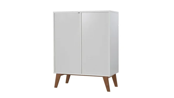 Buffet Scandinave Blanc Et Bois 2 Portes 2 Tiroirs L80cm MELKA 5