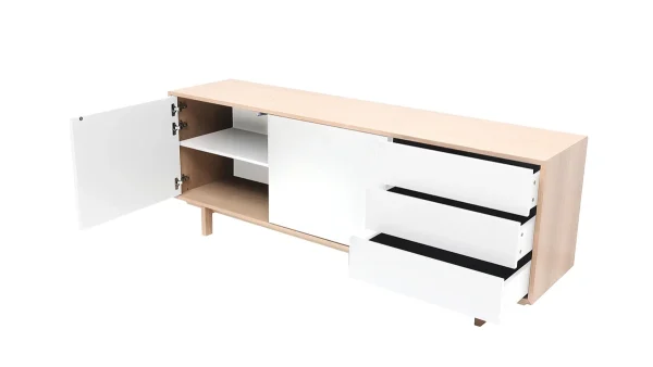 en france Buffet Scandinave Bois Et Blanc 2 Portes 3 Tiroirs L195cm SID 4