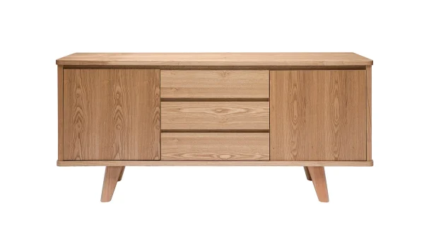 Buffet Scandinave En Bois Clair 2 Portes 3 Tiroirs L160 Cm FIFTIES 1