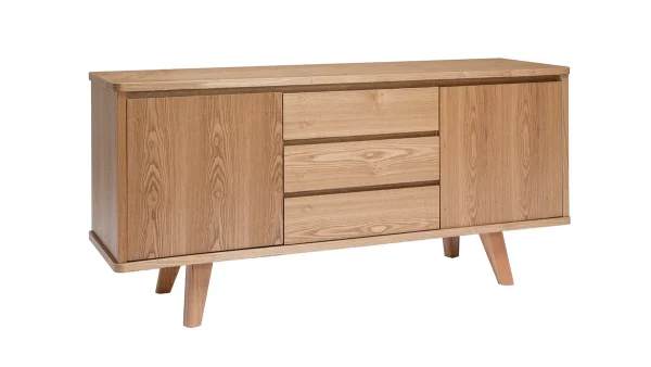 Buffet Scandinave En Bois Clair 2 Portes 3 Tiroirs L160 Cm FIFTIES 3