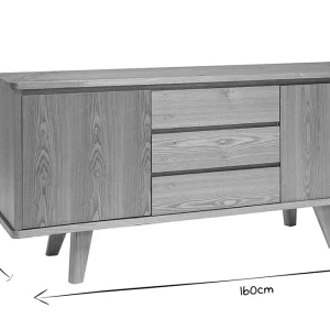 Buffet Scandinave En Bois Clair 2 Portes 3 Tiroirs L160 Cm FIFTIES 28