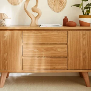Buffet Scandinave En Bois Clair 2 Portes 3 Tiroirs L160 Cm FIFTIES 26