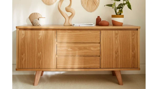 Buffet Scandinave En Bois Clair 2 Portes 3 Tiroirs L160 Cm FIFTIES 9