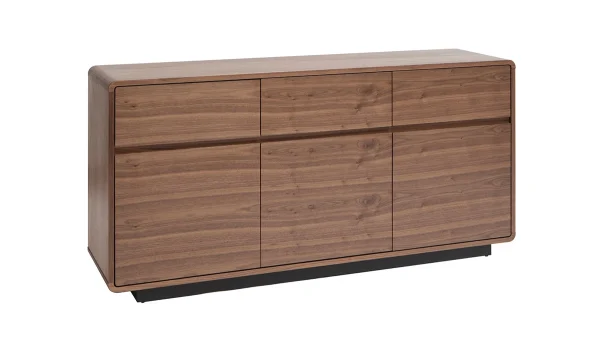 Buffet Vintage Bois Foncé Noyer 3 Portes 3 Tiroirs L160 Cm JAKO à prix réduits 3