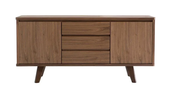 magasins pas chers Buffet Vintage Bois Noyer 2 Portes 3 Tiroirs L160 Cm FIFTIES 1