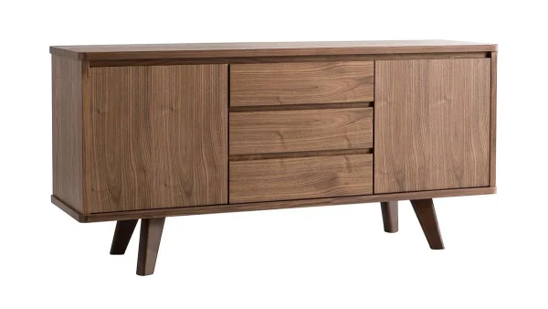 magasins pas chers Buffet Vintage Bois Noyer 2 Portes 3 Tiroirs L160 Cm FIFTIES 3