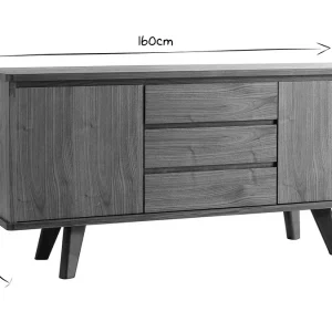 magasins pas chers Buffet Vintage Bois Noyer 2 Portes 3 Tiroirs L160 Cm FIFTIES 22