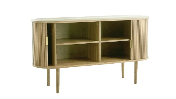 Buffet Vintage En Bois Clair Chêne 2 Portes Coulissantes L138 Cm EPIC 4