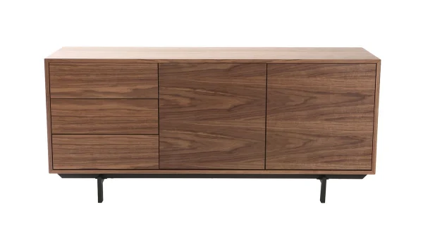 Buffet Vintage En Bois Foncé Noyer 2 Portes 3 Tiroirs L160 Cm MANNY mode tendance 1