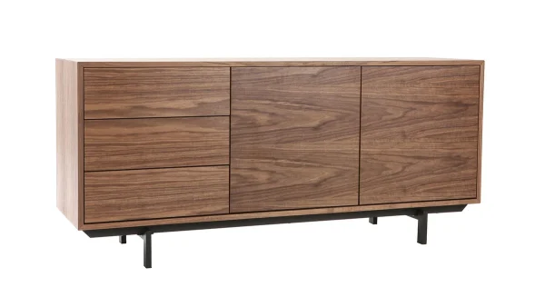 Buffet Vintage En Bois Foncé Noyer 2 Portes 3 Tiroirs L160 Cm MANNY mode tendance 3