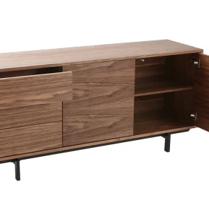 Buffet Vintage En Bois Foncé Noyer 2 Portes 3 Tiroirs L160 Cm MANNY mode tendance 12