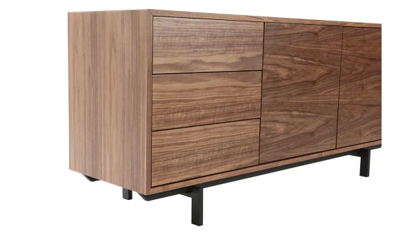 Buffet Vintage En Bois Foncé Noyer 2 Portes 3 Tiroirs L160 Cm MANNY mode tendance 5