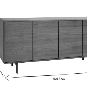 Buffet Vintage En Bois Foncé Noyer 4 Portes L160 Cm SUVA 19