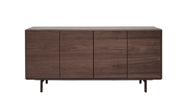 Buffet Vintage En Bois Foncé Noyer 4 Portes L160 Cm SUVA 1