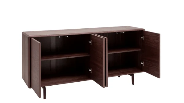 Buffet Vintage En Bois Foncé Noyer 4 Portes L160 Cm SUVA 3