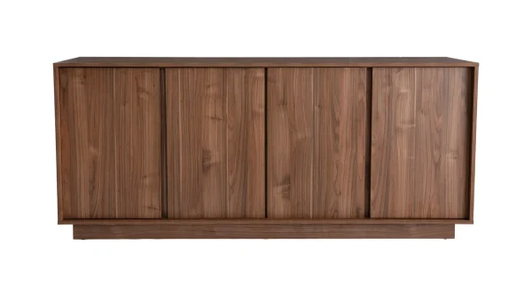 l'unique style Buffet Vintage Finition Bois Foncé Noyer 4 Portes L180 Cm COMO 1