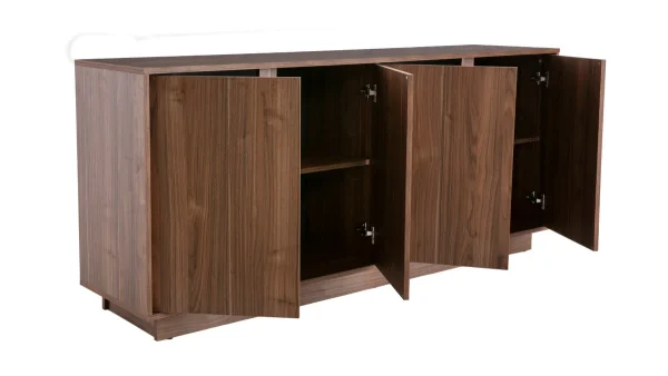 l'unique style Buffet Vintage Finition Bois Foncé Noyer 4 Portes L180 Cm COMO 4