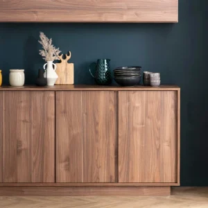 l'unique style Buffet Vintage Finition Bois Foncé Noyer 4 Portes L180 Cm COMO 23