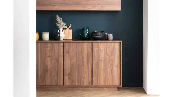 l'unique style Buffet Vintage Finition Bois Foncé Noyer 4 Portes L180 Cm COMO 8