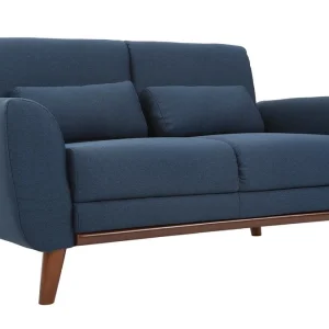 Canapé 2 Places En Tissu Bleu Foncé Et Bois Foncé EKTOR 11