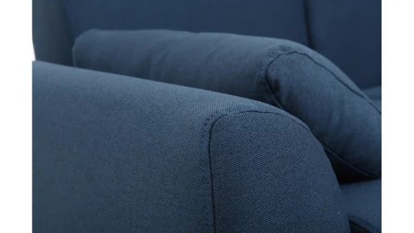 Canapé 2 Places En Tissu Bleu Foncé Et Bois Foncé EKTOR 5