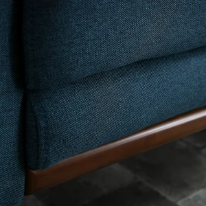 Canapé 2 Places En Tissu Bleu Foncé Et Bois Foncé EKTOR 19