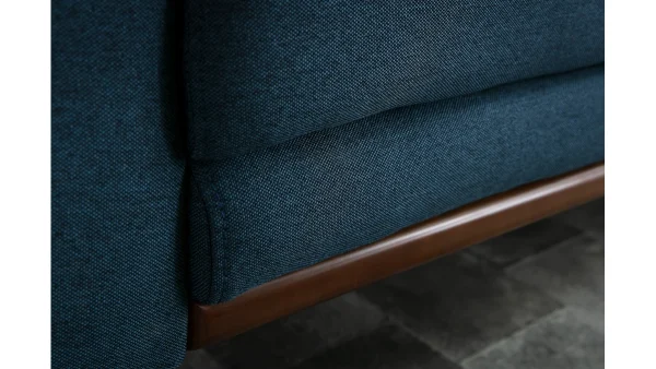 Canapé 2 Places En Tissu Bleu Foncé Et Bois Foncé EKTOR 7