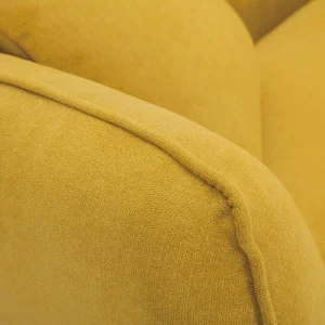 Canapé 2 Places En Tissu Effet Velours Jaune Moutarde Et Bois Clair FOLK 18