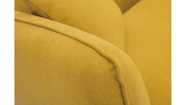 Canapé 2 Places En Tissu Effet Velours Jaune Moutarde Et Bois Clair FOLK 6