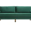 haute qualité Canapé 3-4 Places En Tissu Velours Vert émeraude Et Bois Clair IMPERIAL 28
