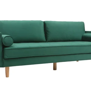 styles dernier cri Canapé 3-4 Places En Tissu Velours Vert émeraude Et Bois Clair IMPERIAL 11