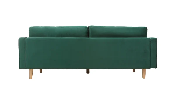 styles dernier cri Canapé 3-4 Places En Tissu Velours Vert émeraude Et Bois Clair IMPERIAL 4