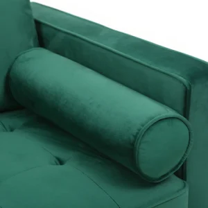 styles dernier cri Canapé 3-4 Places En Tissu Velours Vert émeraude Et Bois Clair IMPERIAL 15
