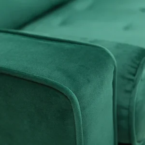 styles dernier cri Canapé 3-4 Places En Tissu Velours Vert émeraude Et Bois Clair IMPERIAL 17