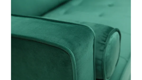 styles dernier cri Canapé 3-4 Places En Tissu Velours Vert émeraude Et Bois Clair IMPERIAL 6