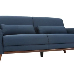 Canapé 3 Places En Tissu Bleu Foncé Et Bois Foncé EKTOR 10