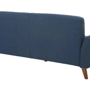 Canapé 3 Places En Tissu Bleu Foncé Et Bois Foncé EKTOR 12