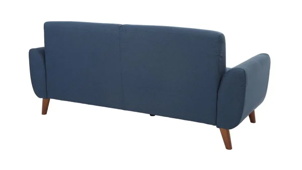 Canapé 3 Places En Tissu Bleu Foncé Et Bois Foncé EKTOR 4