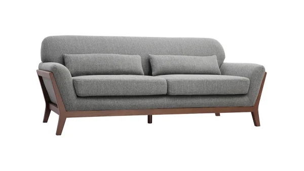 Canapé 3 Places En Tissu Gris Et Bois Foncé YOKO grande surprise 3