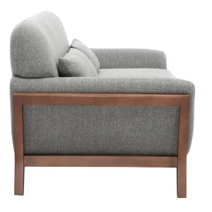 Canapé 3 Places En Tissu Gris Et Bois Foncé YOKO grande surprise 13