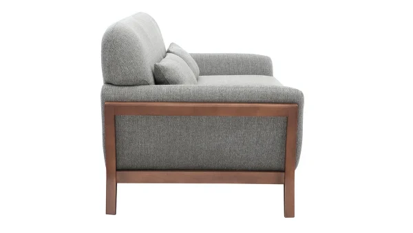 Canapé 3 Places En Tissu Gris Et Bois Foncé YOKO grande surprise 4