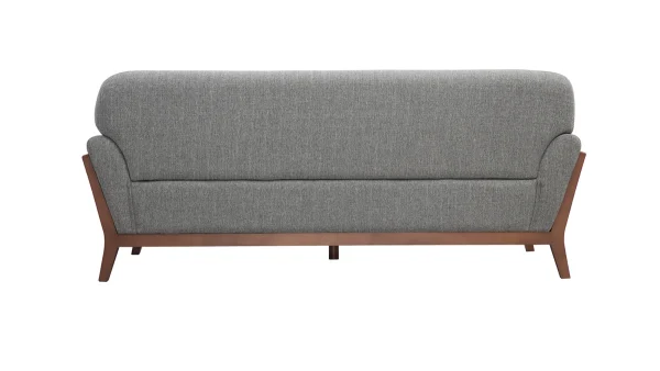 Canapé 3 Places En Tissu Gris Et Bois Foncé YOKO grande surprise 5