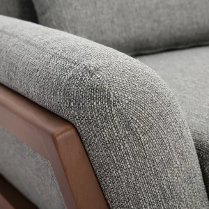 Canapé 3 Places En Tissu Gris Et Bois Foncé YOKO grande surprise 17