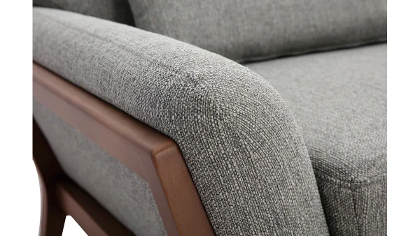Canapé 3 Places En Tissu Gris Et Bois Foncé YOKO grande surprise 6